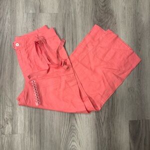Sigrid Olsen Women’s 8 Coral Pink Linen Cropped Pants NWOT